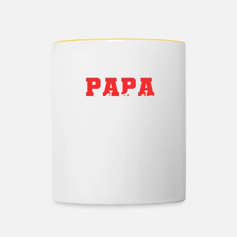Papasaurus Liebevoller Vater Gift - Tasse zweifarbig - Weiß/Gelb
