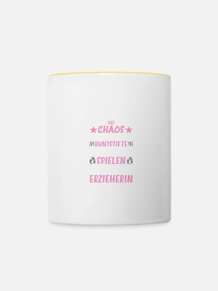 Koordinatorin des Chaos Erzieherin Kita - Tasse zweifarbig - Weiß/Gelb