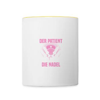 Patient Arzthelferin Krankenschwester Ärztin - Tasse zweifarbig - Weiß/Gelb - Vorne