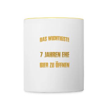 Learning 7. Hochzeitstag Kupferne Hochzeit - Tasse zweifarbig - Weiß/Gelb - Vorne