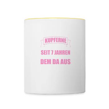 Mit dem da 7. Hochzeitstag Kupferne Hochzeit - Tasse zweifarbig - Weiß/Gelb - Vorne