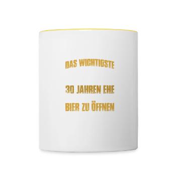 Learning 30. Hochzeitstag Perlenhochzeit - Tasse zweifarbig - Weiß/Gelb - Vorne