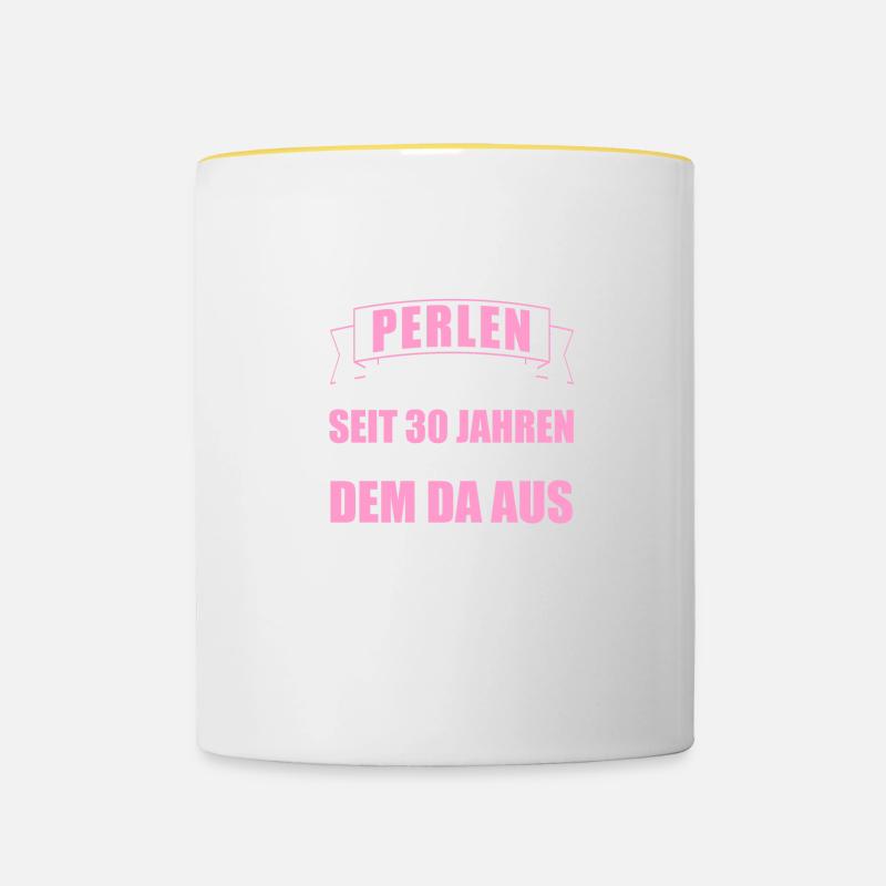 Mit dem da 30. Hochzeitstag Perlenhochzeit - Tasse zweifarbig - Weiß/Gelb