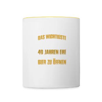 Learning 40. Hochzeitstag Rubinhochzeit - Tasse zweifarbig - Weiß/Gelb - Vorne