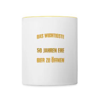 Learning 50. Hochzeitstag Goldene Hochzeit - Tasse zweifarbig - Weiß/Gelb - Vorne