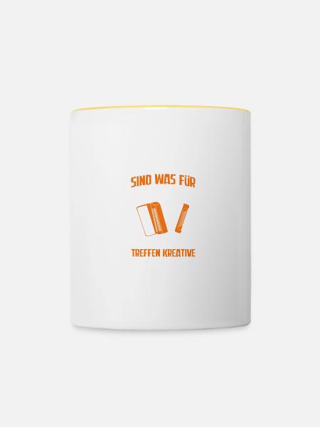 Fehler Ziehharmonika Akkordeon Akkordeonspieler - Tasse zweifarbig - Weiß/Gelb