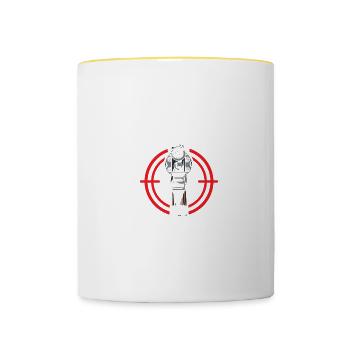 Papa und Sportschütze Sportschießen Schützenfest - Tasse zweifarbig - Weiß/Gelb - Vorne
