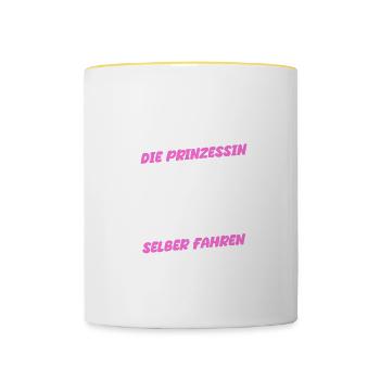 Die Prinzessin Fahrprüfung Führerschein bestanden - Tasse zweifarbig - Weiß/Gelb - Vorne