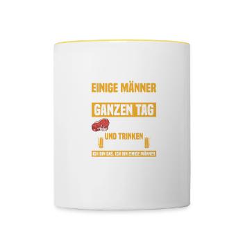 Einige Männer Grillsaison Barbecue BBQ Grillen - Tasse zweifarbig - Weiß/Gelb - Vorne