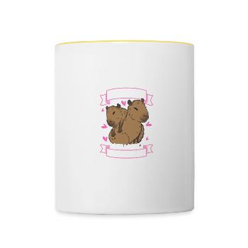 Therapie Wasserschwein Capybara - Tasse zweifarbig - Weiß/Gelb - Vorne