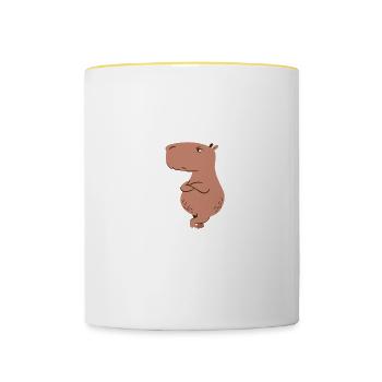 Warte kurz... Nö! Wasserschwein Capybara - Tasse zweifarbig - Weiß/Gelb - Vorne