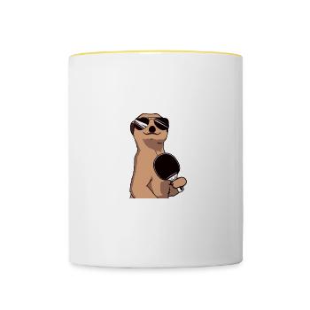 meerkat table tennis table tennis players - Contrasting Mug - white/yellow - Front
