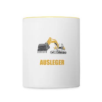 Ausleger Baggerführer Bagger Baggerfahrer - Tasse zweifarbig - Weiß/Gelb - Vorne