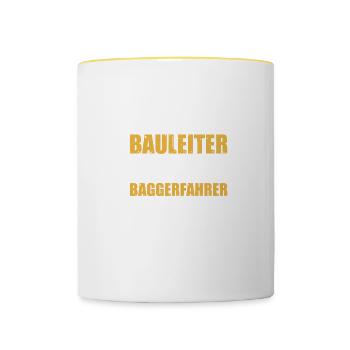 Bauleiter Baggerführer Baggerfahrer Bagger - Tasse zweifarbig - Weiß/Gelb - Vorne