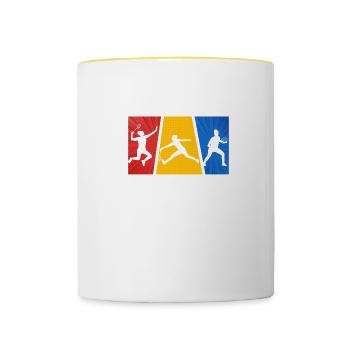 badminton badminton badminton player - Contrasting Mug - white/yellow - Front