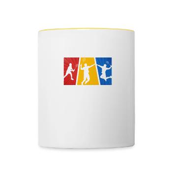 badminton badminton badminton player - Contrasting Mug - white/yellow - Front