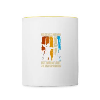 Entspannen Pfeil Bogen Bogenschießen Bogenschütze - Tasse zweifarbig - Weiß/Gelb - Vorne
