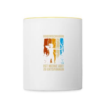 Entspannen Pfeil Bogen Bogenschießen Bogenschütze - Tasse zweifarbig - Weiß/Gelb - Vorne
