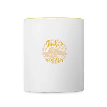 Zwei Titel Imker und Opa Bienen Imker Imkerei - Tasse zweifarbig - Weiß/Gelb - Vorne