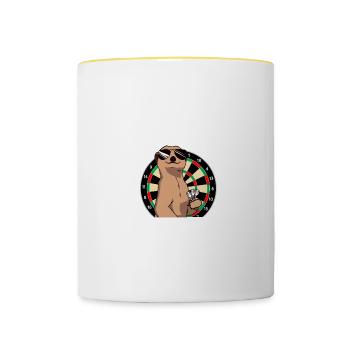 Papa und Dartspieler Darts Dart - Tasse zweifarbig - Weiß/Gelb - Vorne