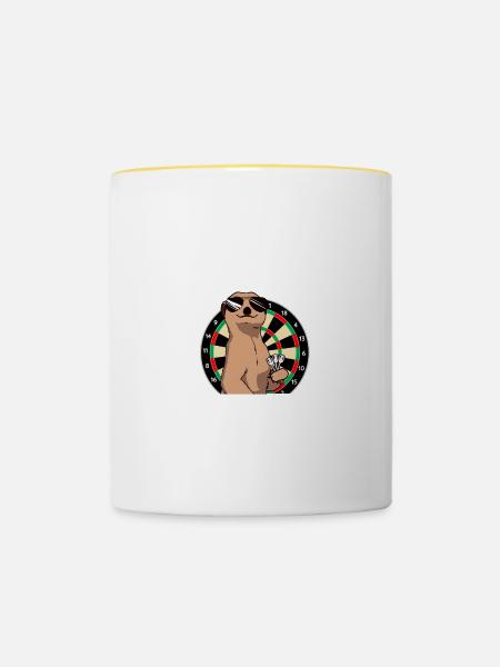 Papa und Dartspieler Darts Dart - Tasse zweifarbig - Weiß/Gelb