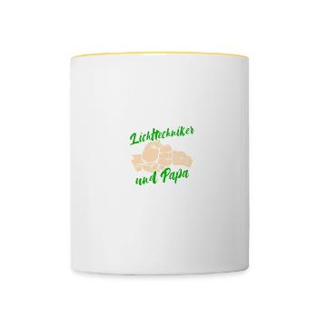 Papa und Lichttechniker Light-Crew Lichttechnik - Tasse zweifarbig - Weiß/Gelb - Vorne