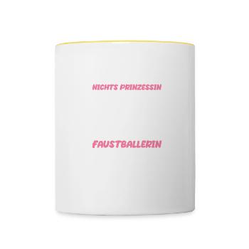 Nichts Prinzessin Faustballerin Faustball - Tasse zweifarbig - Weiß/Gelb - Vorne