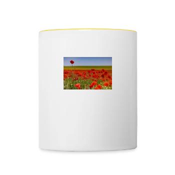 Champ de coquelicots - Mug contrasté - blanc/jaune - Devant