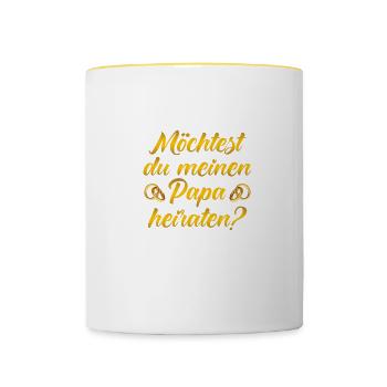 Papa heiraten? Heiratsantrag Hochzeitsantrag - Tasse zweifarbig - Weiß/Gelb - Vorne