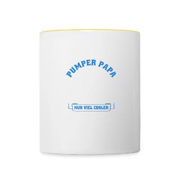 Pumper Dad Bodybuilding Bodybuilder Weight Training - Contrasting Mug - white/yellow - Front