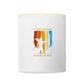 Schießt du Pfeil Bogen Bogenschießen Bogenschütze - Tasse zweifarbig - Weiß/Gelb - Vorne