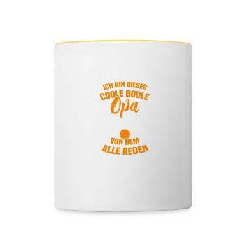 Boule Grandpa Petanque Boule player - Contrasting Mug - white/yellow - Front