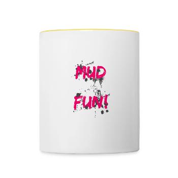 Schlammlauf Mud Run Fun! Muddy Race - Contrasting Mug - white/yellow - Front