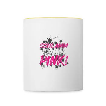 Mud est la nouvelle course dans la boue Mud Run Muddy Race - Mug contrasté - blanc/jaune - Devant