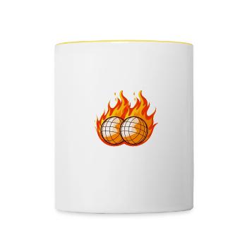 Mes boules sont en feu Joueur de pétanque Boule Boule - Mug contrasté - blanc/jaune - Devant