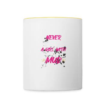 A little bit of mud Schlammlauf Mud Run Muddy Race - Contrasting Mug - white/yellow - Front