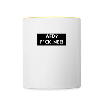 AFD? F*ck, nee! - Tasse zweifarbig - Weiß/Gelb - Vorne