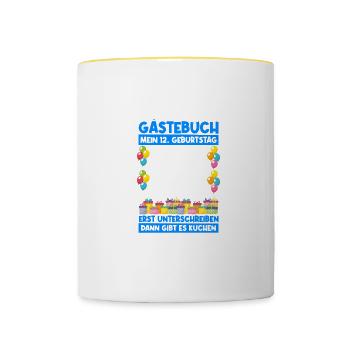 12th Birthday Guestbook Birthday Gift - Contrasting Mug - white/yellow - Front