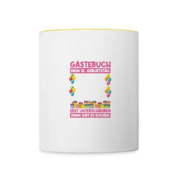 12th Birthday Guestbook Birthday Gift - Contrasting Mug - white/yellow - Front
