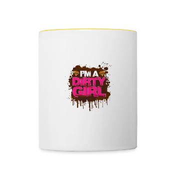 I'm a dirty girl Schlammlauf Mud Run Muddy Race - Contrasting Mug - white/yellow - Front
