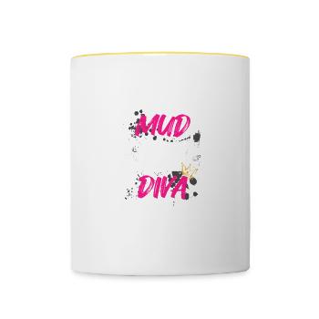 Mud Run Diva Schlammlauf Muddy Race - Contrasting Mug - white/yellow - Front