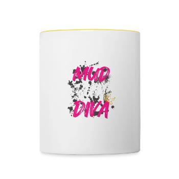 Mud Run Diva Schlammlauf Muddy Race - Contrasting Mug - white/yellow - Front