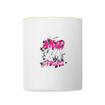 Mud run Chicks Schlammlauf Mud Run Muddy Race - Contrasting Mug - white/yellow - Front