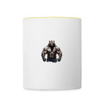 Musculation des muscles de l’ours grizzly - Mug contrasté - blanc/jaune - Devant