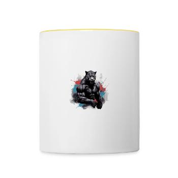 Muscle léopard Bodybuilding Beast - Mug contrasté - blanc/jaune - Devant