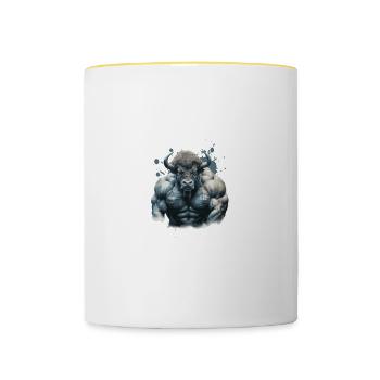 Muscle de bison Bodybuilding Beast - Mug contrasté - blanc/jaune - Devant