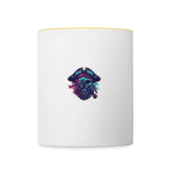 Pirate Skull Captain - Contrasting Mug - white/yellow - Front