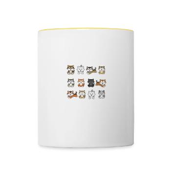 Wolves Of The World Cute Kawaii Wolf Theme Art - Contrasting Mug - white/yellow - Front