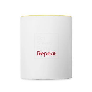 Eat Sleep Party Repeat Fun Motto - Tasse zweifarbig - Weiß/Gelb - Vorne
