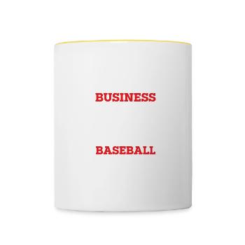 mi Occupez-vous de vos affaires, j’ai besoin de payer pour le baseball - Mug contrasté - blanc/jaune - Devant
